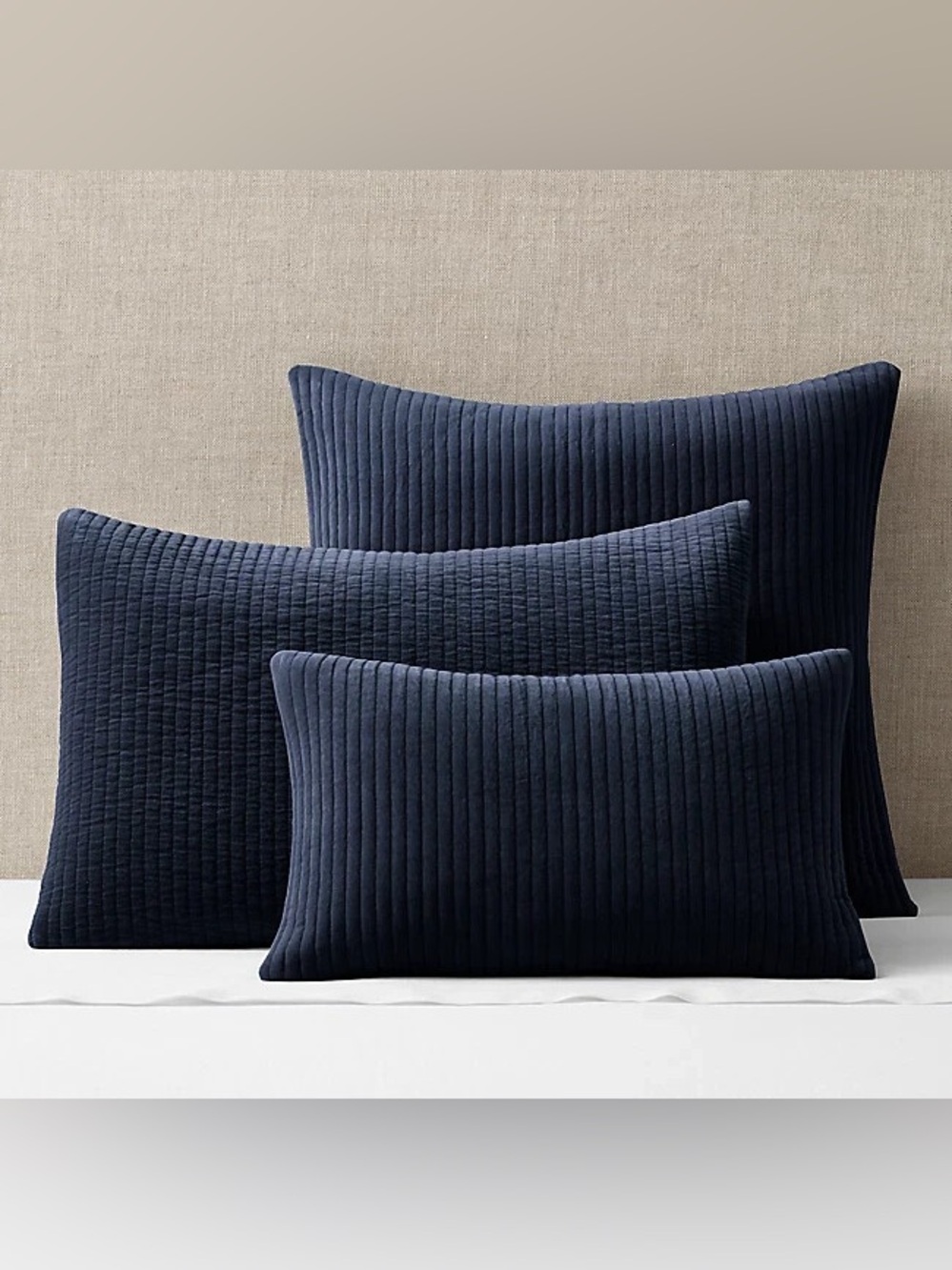 Restoration Hardware Tate Velvet Channel Pillow Shams. Available in 3 sizes.